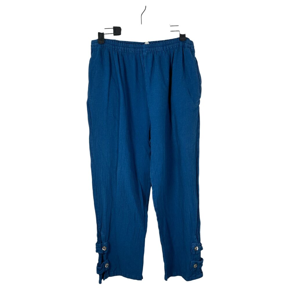 Cottonways Teal Blue Crop Wide Leg Flowy Pants Size 1 US Small Medium